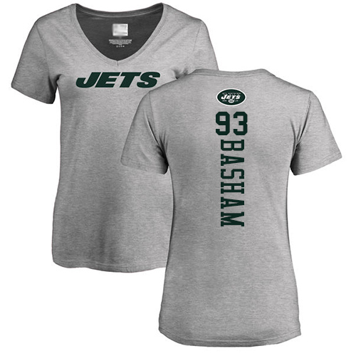New York Jets Ash Women Tarell Basham Backer NFL Football #93 T Shirt